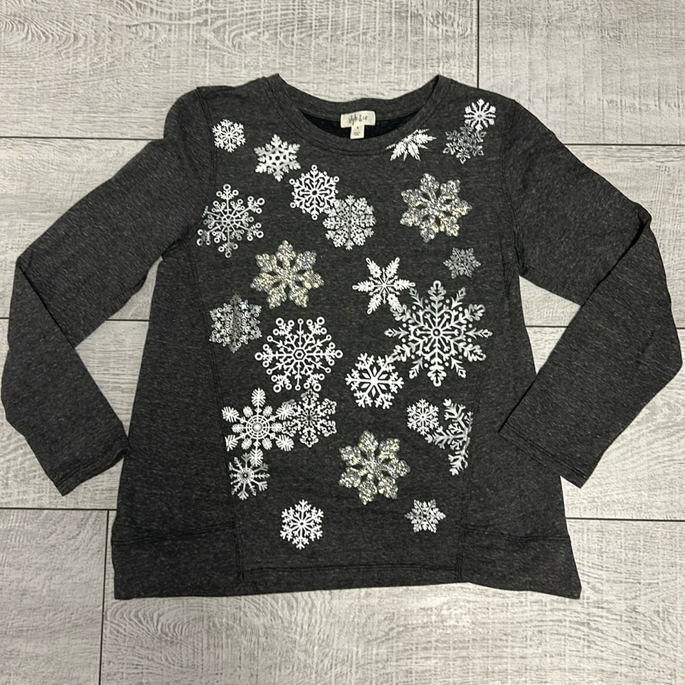 Style&co  Womens Sweater Snowflakes Long Sleeve - Picture 2 of 8